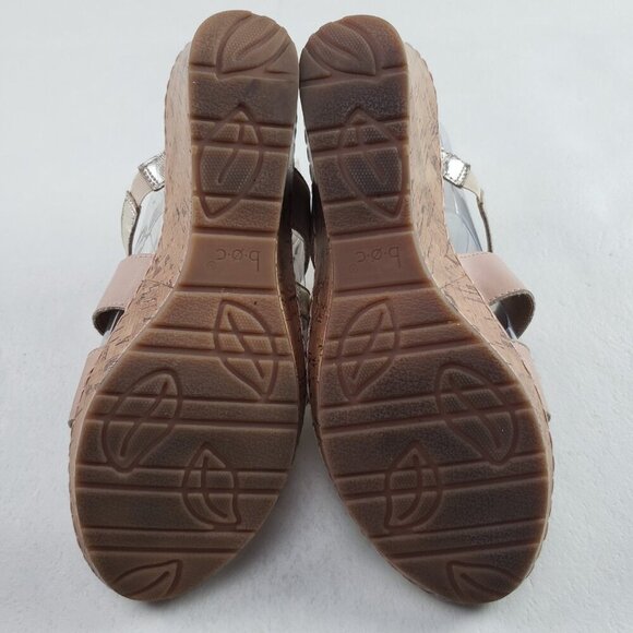 Born BOC Cork Wedge Sandal Womens 9 Brown Leather Open Toe Strappy Slip On - Picture 10 of 13